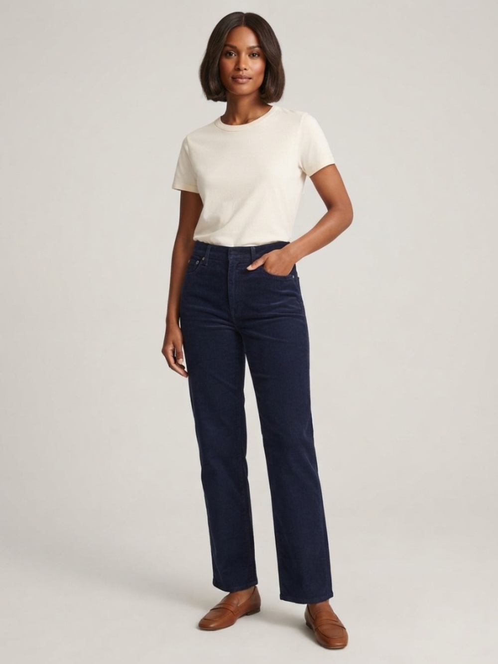 J.Crew Navy Blue Corduroy Straight Leg Pants Size 29 Classic Trouser